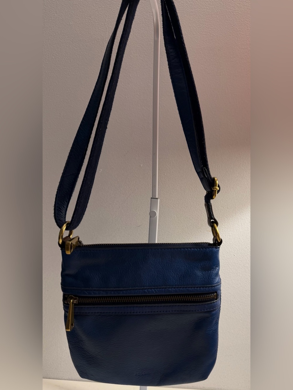 Fossil cobalt blue leather crossbody bag.